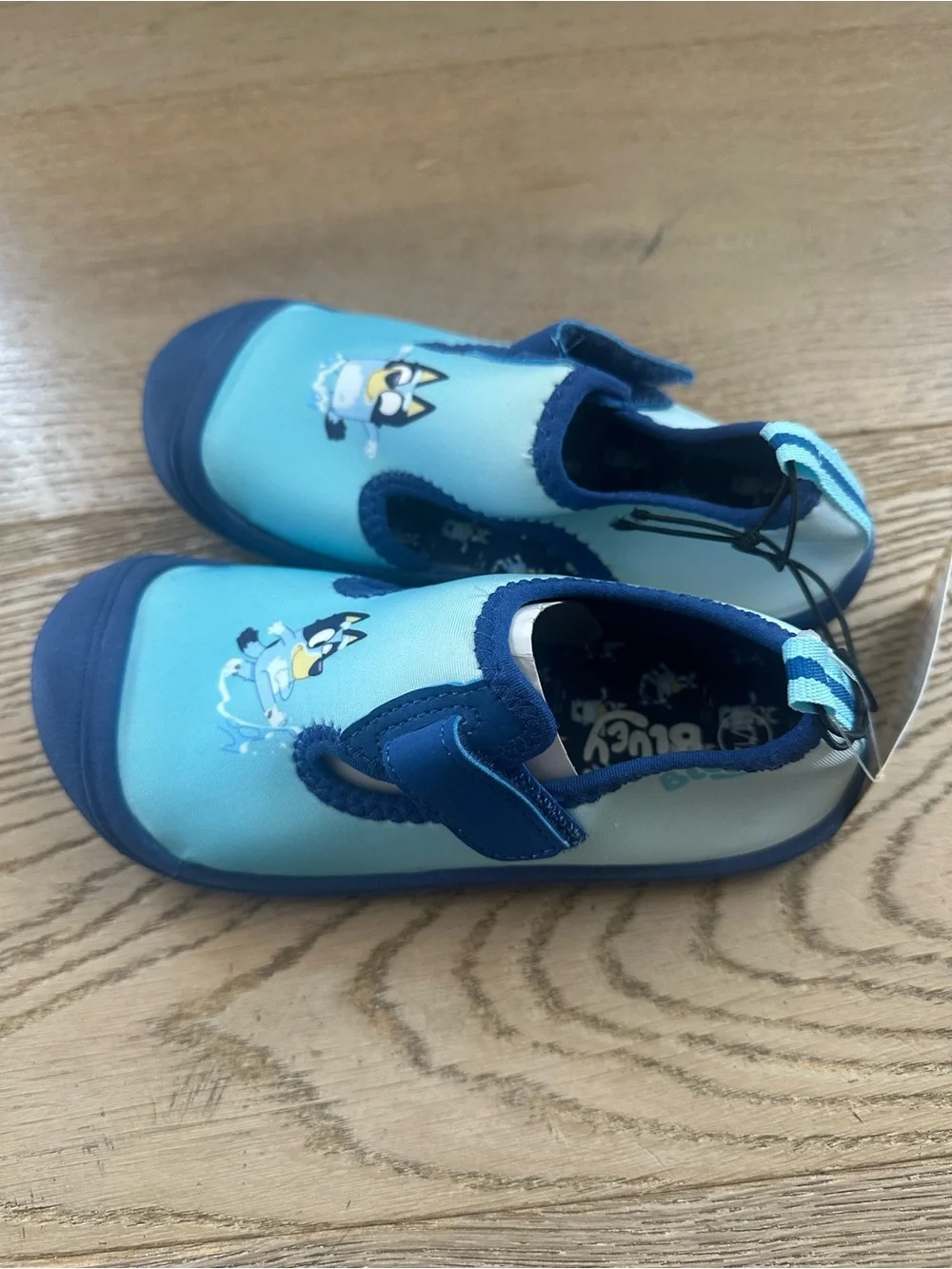 Bluey Toddler Water Shoes Aqua Blue Hook & Loop Swim Shoes Size 11/12 NWT